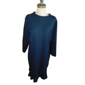 J. Jill Size L Large Navy Blue Ponte STRETCH Knit Classic Dress